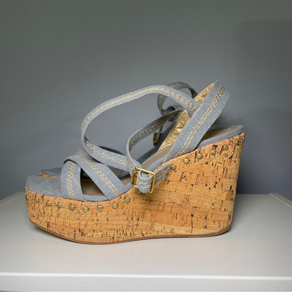 Stuart Weitzman Heels Size 9 Cork
Wedge Platform Light Blue - Picture 5 of 8